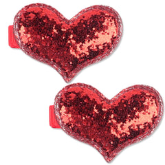 Pinza HIFANMM con corazón rojo y lentejuelas, conjunto de dos.