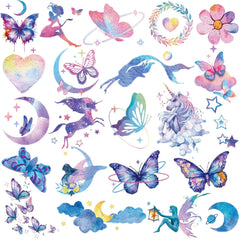 Tatuaje temporal brillante de mariposa Hohamn, ideal para fiestas infantiles.