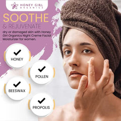 Honey Girl Organics crema nocturna con miel orgánica para hidratación sostenida