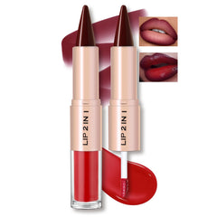 Hosaily lapiz-labios 2en1 define contornos con brillo suave.