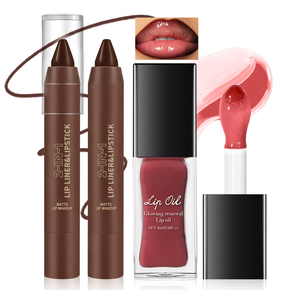 HOSAILY aceite labial nutritivo y delineador ombré para labios definidos.