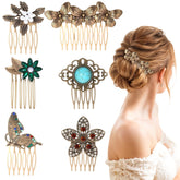 Peine lateral dorado Hpmjz con mariposa, ideal para bodas y looks delicados.