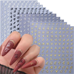 HPYFOI letras para uñas en oro, realzan brillo y elegancia.