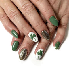 HPYFOI uñas adhesivas Día de San Patricio en almendra verde para un estilo rápido