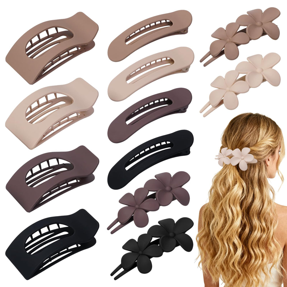 HQ-SITE clip cuadrado frances negro mate para peinados duraderos y elegantes.