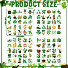 Tatuajes Huskein San Patricio, tréboles verdes, perfectos para desfiles y diversión temática.