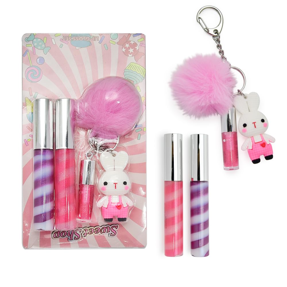 IBI Makeup llavero con tres tubos de brillo labial para labios suave e hidratante
