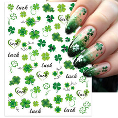 IDDFEVE Pegatinas uñas Día San Patricio Trebol Brillante para estilo festivo.