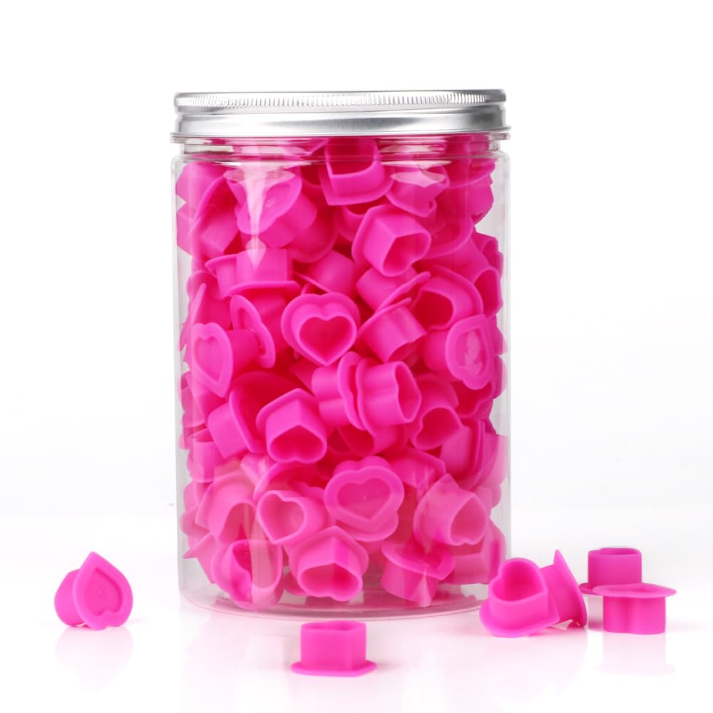 IFERO tapitas de tinta con forma de corazón y base, ideal para organización en tatuajes.