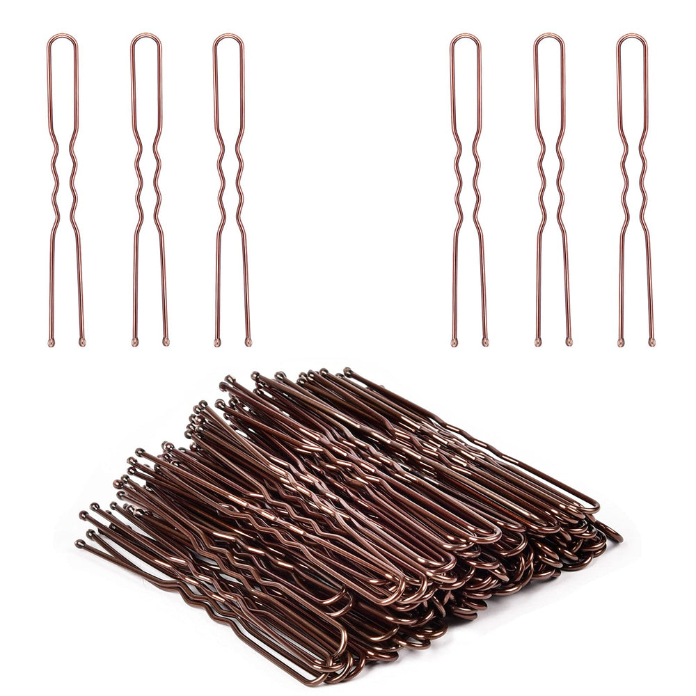IKOCO pinza U 2,4 pulgadas marrón con estuche, ideal para fijar peinados con comodidad.