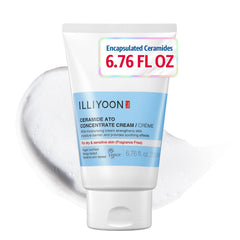 Illiyoon Ceramide Ato Concentrate Cream, botella, hidratación duradera para piel sensible.
