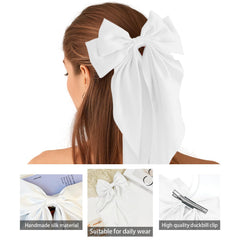 illpta clips cabello lazo blanco satinado combina con cualquier atuendo.
