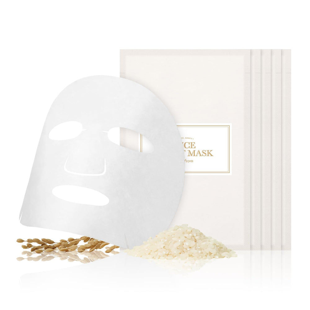Máscara de arroz de I'm from en empaque de 5 unidades, ideal para uso diario.