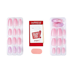 Uñas imPRESS Moonlit en forma de ataúd con adhesivo mejorado para sujeción duradera.