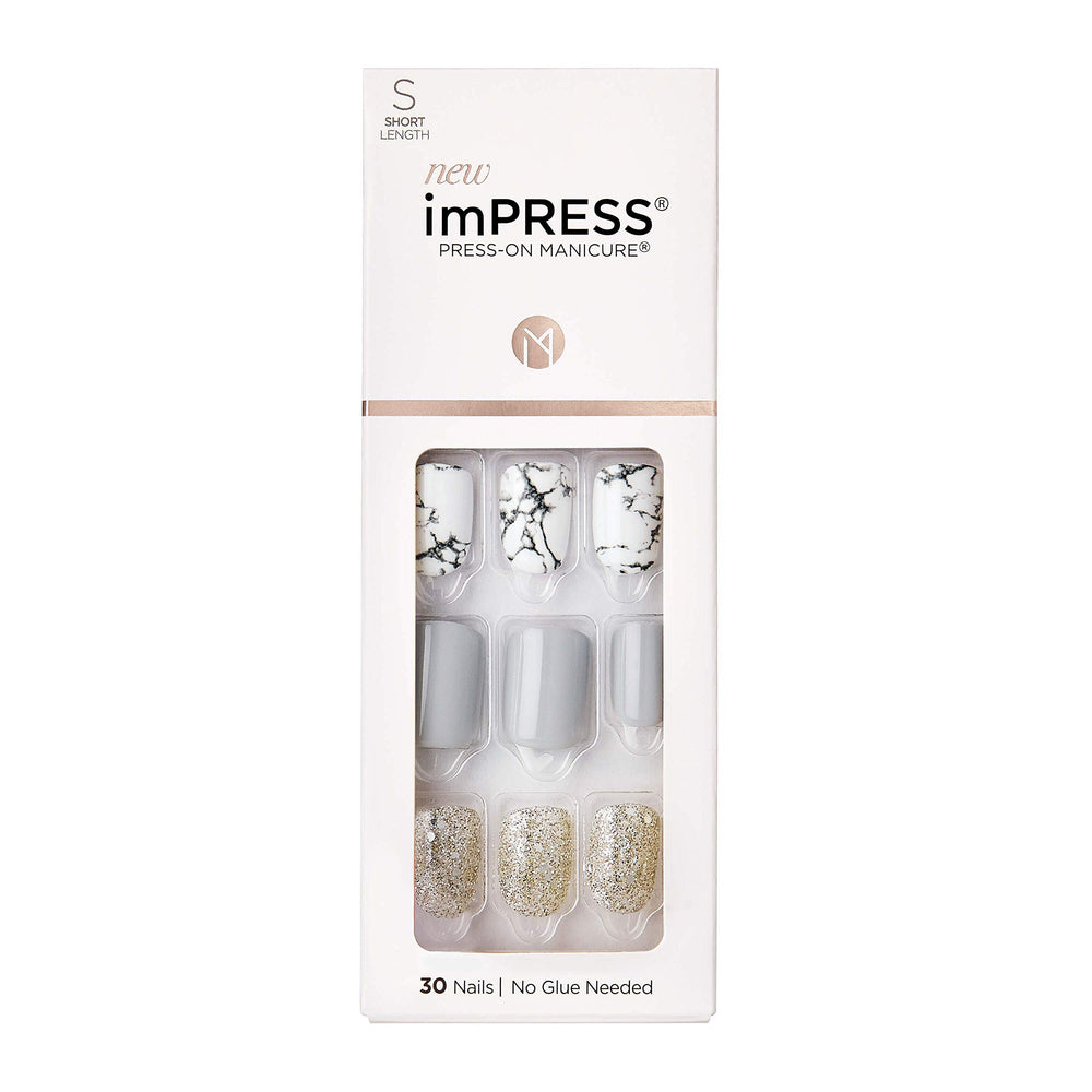 uñas postizas imPRESS gris corto squoval para uso diario