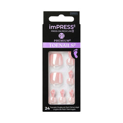 imPRESS 24 uñas de pie listas para aplicar, pedicure rápido sin esmalte.