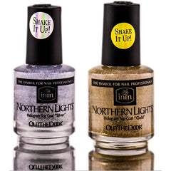 INM Northern Lights capa superior holográfica en plata y oro para acabado luminoso.