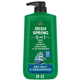 Irish Spring 5 en 1, botella frontal lista para ducha diaria.