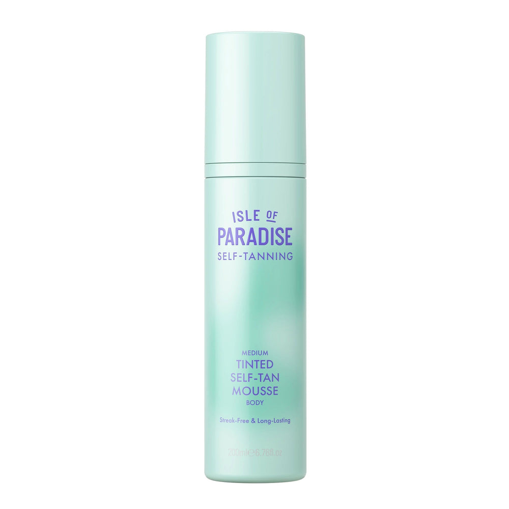 Isle of Paradise mousse-bronceado-tintado con aplicación suave para un tono uniforme.