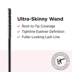 It Cosmetics Tightline: pigmento negro intenso entre pestañas para definición.