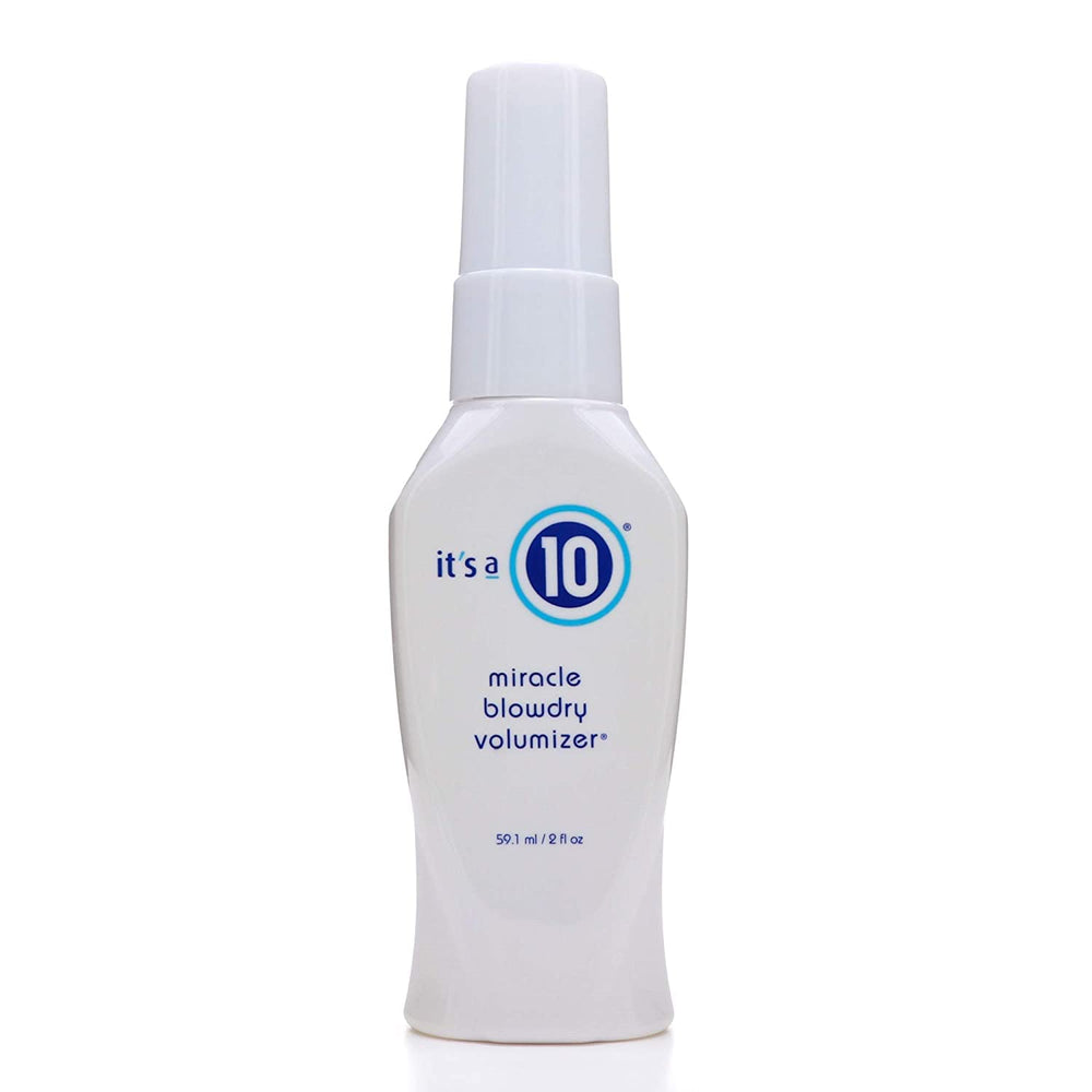 Miracle Blowdry Volumizer de It's a 10, vista frontal de la botella, aporta cuerpo y brillo duradero.