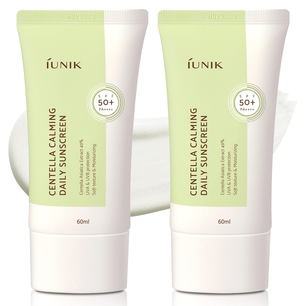 IUNIK Centella Calming Protector Solar, botella visible y protección SPF50+ PA++++ para piel sensible.