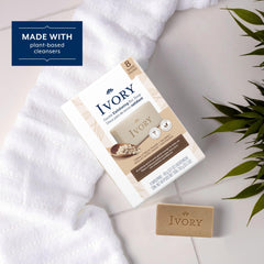 Ivory barra aroma vainilla y leche de avena, experiencia sensorial suave.