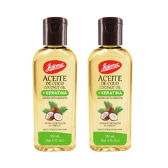 Jaloma Aceite de Coco con Keratina, frente de la botella, fortalece el cabello