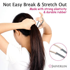 Elásticos JASVERLIN con textura goma, suavidad y seguridad para cabello grueso.
