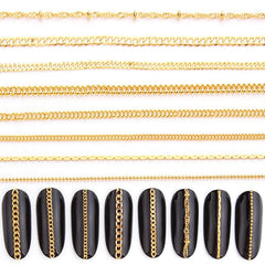 JERCLITY ocho tiras de cadenas doradas para uñas con brillo duradero