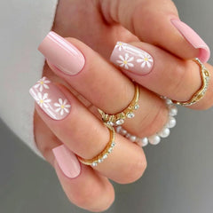 JMEOWIO pegatinas uñas flor rosa semicuradas para un look floral rápido.