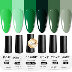 JODSONE esmalte gel verde en pack de 6 botellas para manicuras duraderas