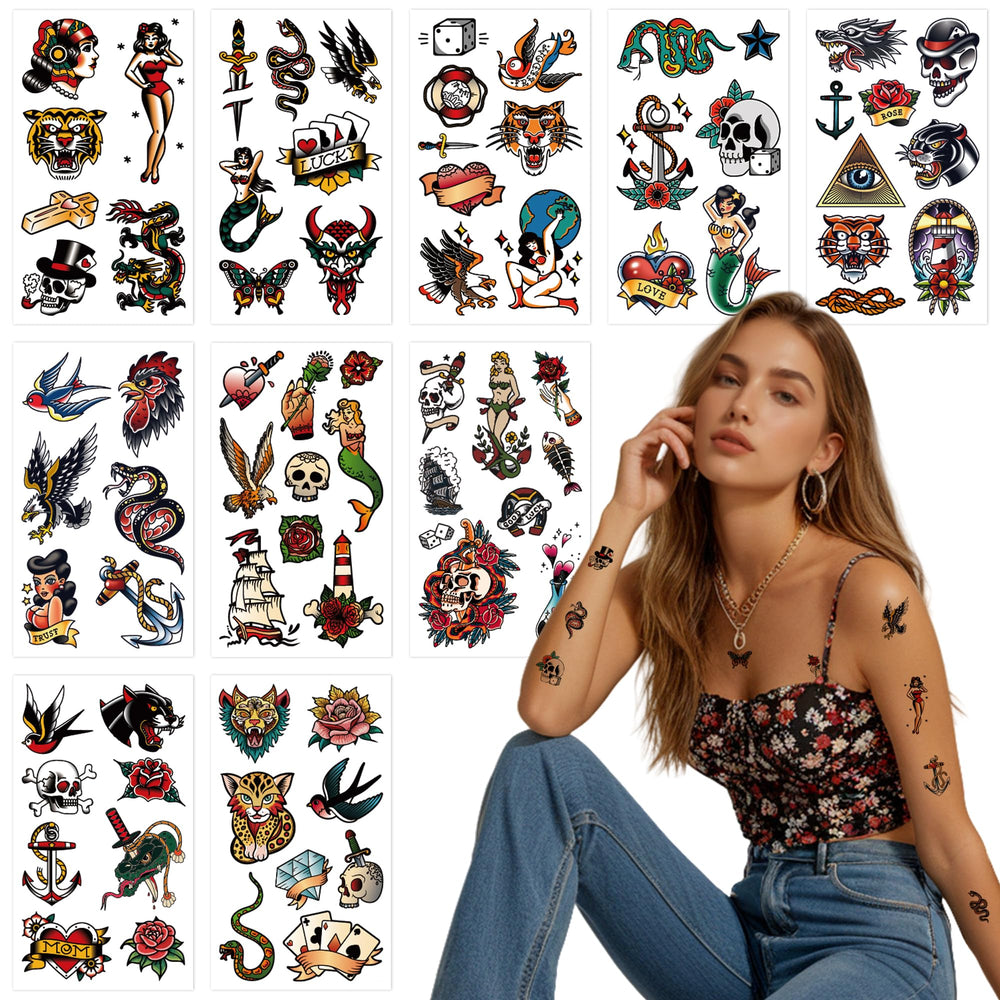 JoyfulGlam tatuajes retro golondinas, look vintage sin dolor