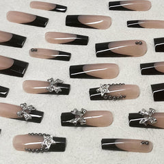 Set de uñas Jremg Frances negras 24 piezas con lima y herramientas incluidas.