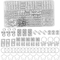 Accesorios JUCCPUL para trenzas plateados con dijes variados para personalizar peinados