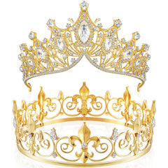 Corona Junkin príncipe de oro, vista frontal, perfecto para fiestas y eventos.