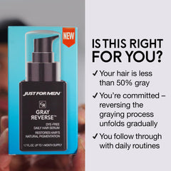 Just for Men Serum Reversa Canas - tecnología de péptidos patentada para revitalizar el color.