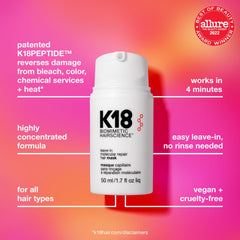 K18 peptido repara cadenas; cabello más fuerte.