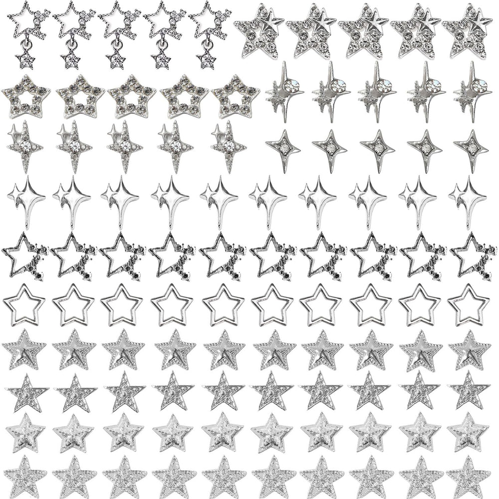 KACHIMOO estrellas 3D para uñas, 100 piezas, diseños brillantes y duraderos