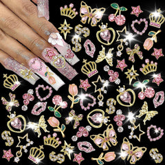 KACHIMOO adornos para uñas Corazón rosa, ideal para decorar uñas con estilo y brillo duradero.