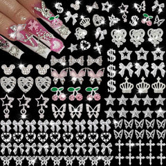 KACHIMOO corazon plateado para uñas, ideal para brillo y personalización.