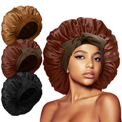 Kafteri bonnet jumbo de seda para dormir protege el cabello y evita enredos.