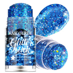 KAICOERLY roll-on brillo corporal azul, acabado suave para fiestas.