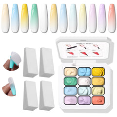 Karroy paleta gel ombre 12 colores para crear gradientes suaves en uñas.