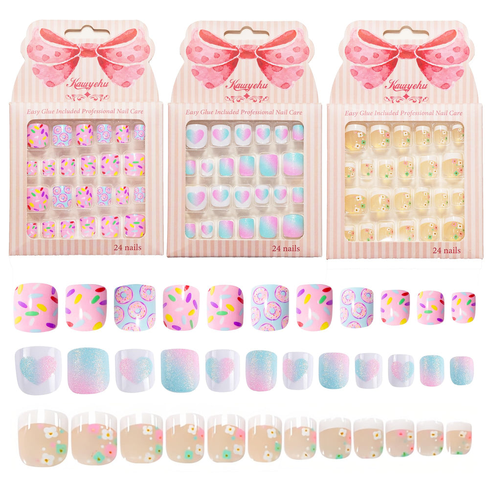 Uñas adhesivas Kawyehu: diseños dulces para decoración rápida de uñas infantiles
