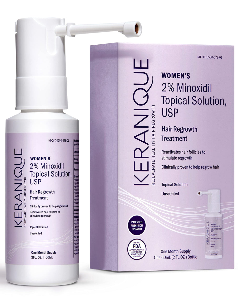 Keranique aerosol de regeneración con aplicador preciso para aplicación focal en cuero cabelludo