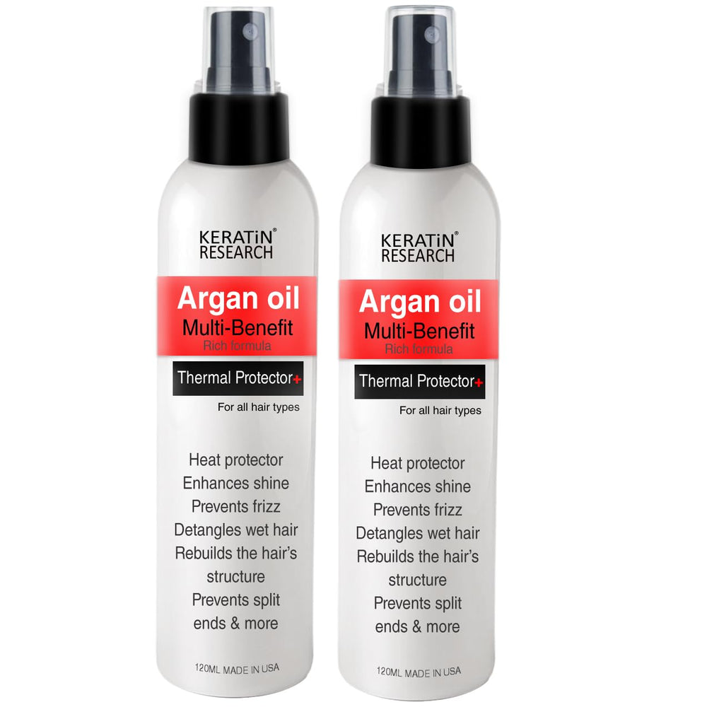 Keratin Research Protector Térmico Spray, brillo y suavidad en el peinado.