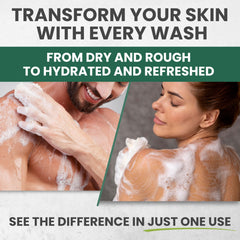 KESMEDIK Tea Tree Body Wash bottle back label with ingredients overview.