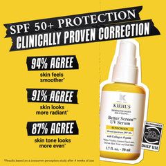 Kiehl's Better Screen UV Serum application showing fast-absorbing texture.
