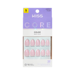 KISS CORE Unas postizas Euphonious, tono rosa corto almendra, aspecto natural para uso diario.
